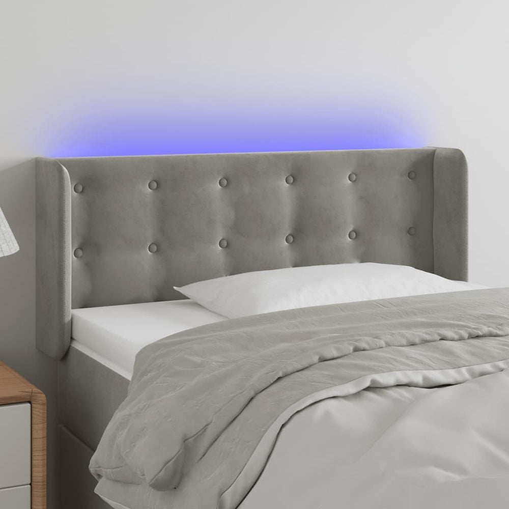 vidaXL Tête de lit à LED gris clair 93x16x78/88 cm Velours