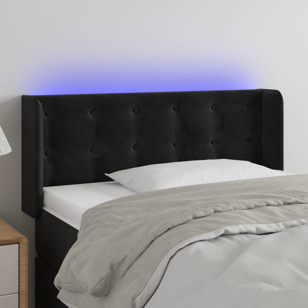 vidaXL Tête de lit à LED noire 93x16x78/88 cm Velours