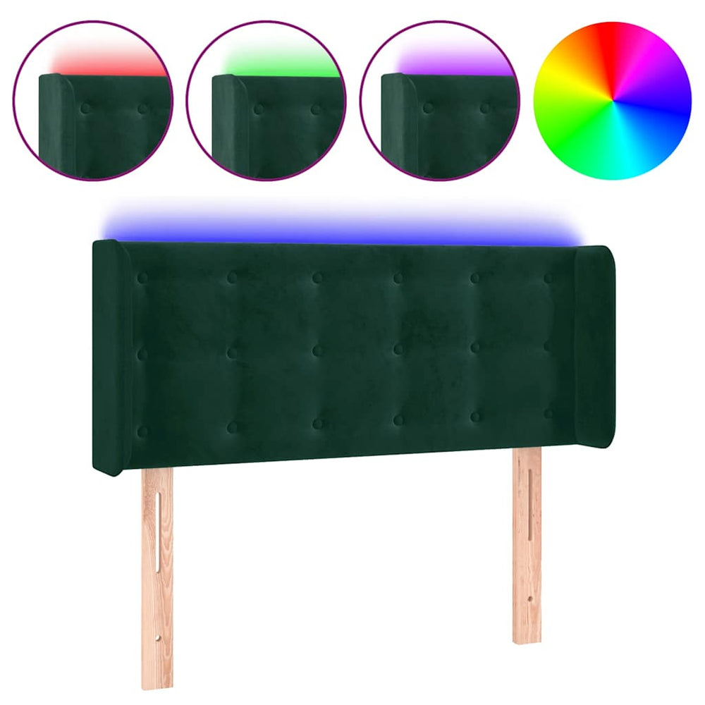 vidaXL Tête de lit à LED vert foncé 93x16x78/88 cm Velours