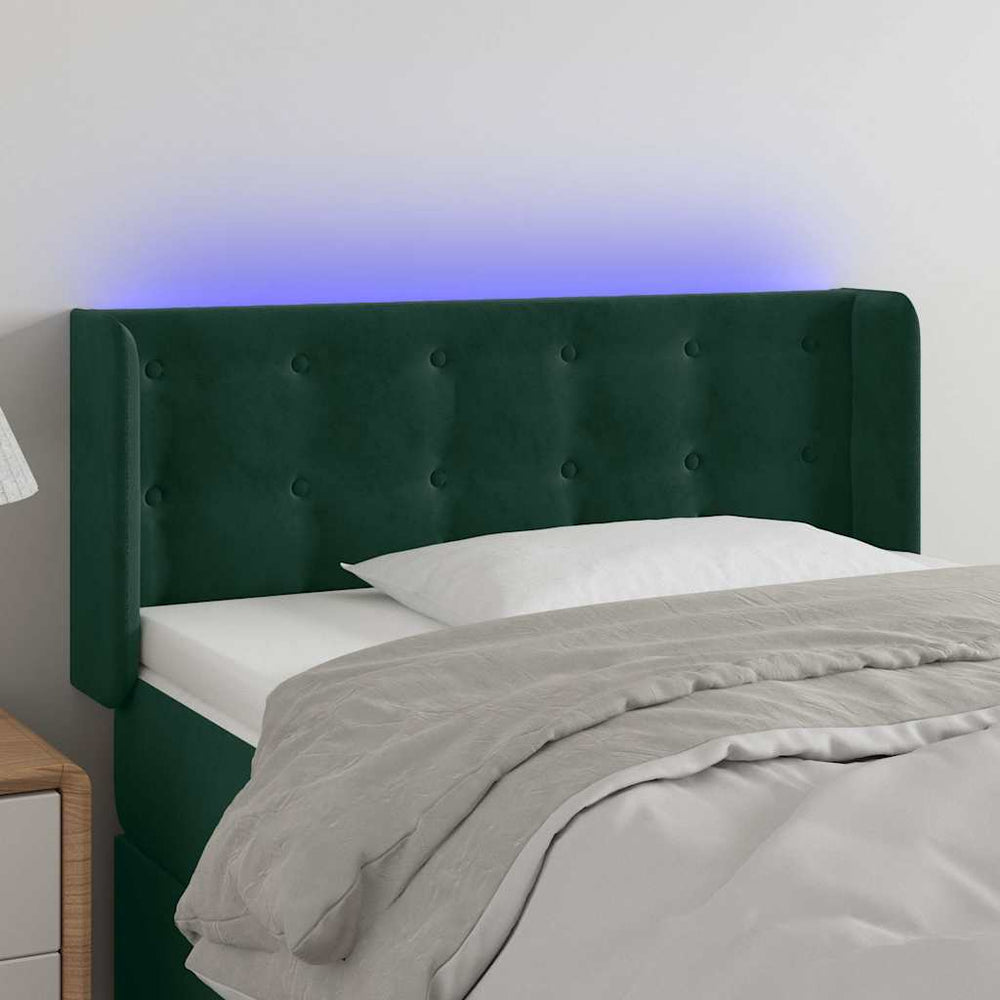 vidaXL Tête de lit à LED vert foncé 93x16x78/88 cm Velours