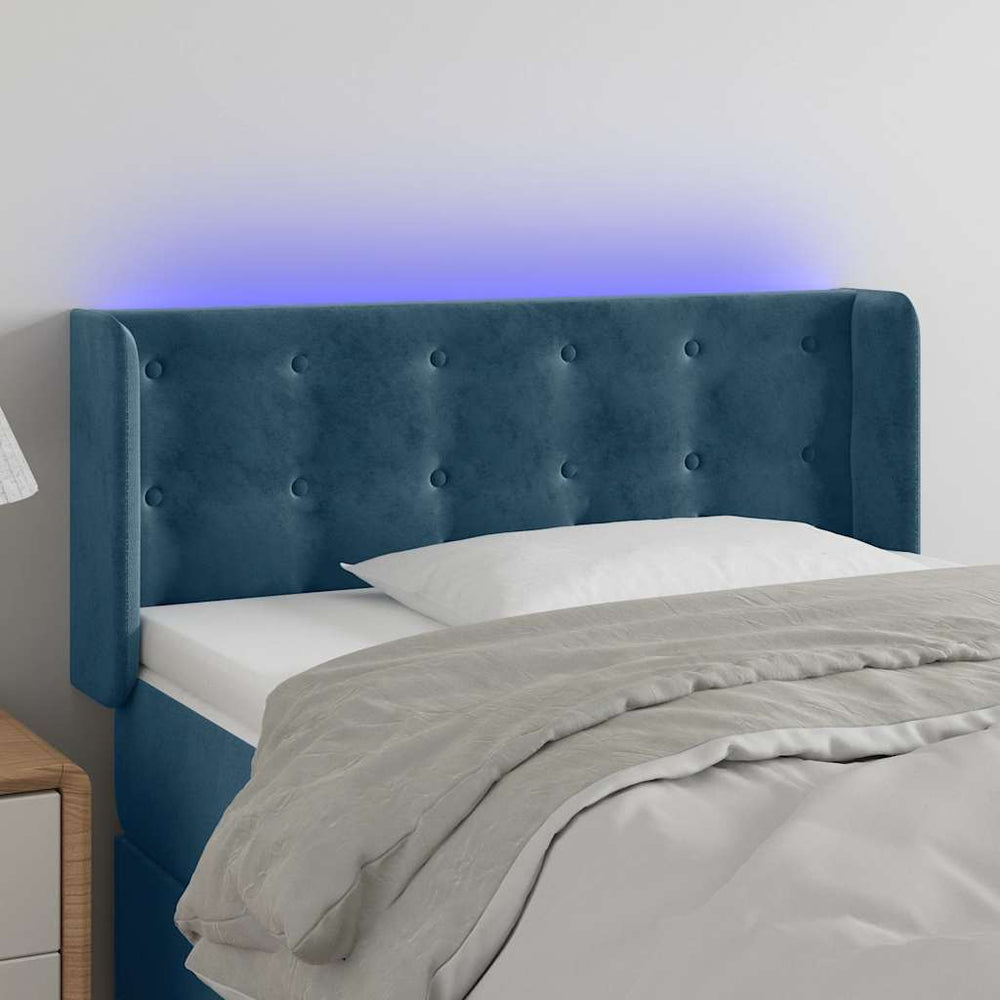 vidaXL Tête de lit à LED Bleu foncé 93x16x78/88 cm Velours