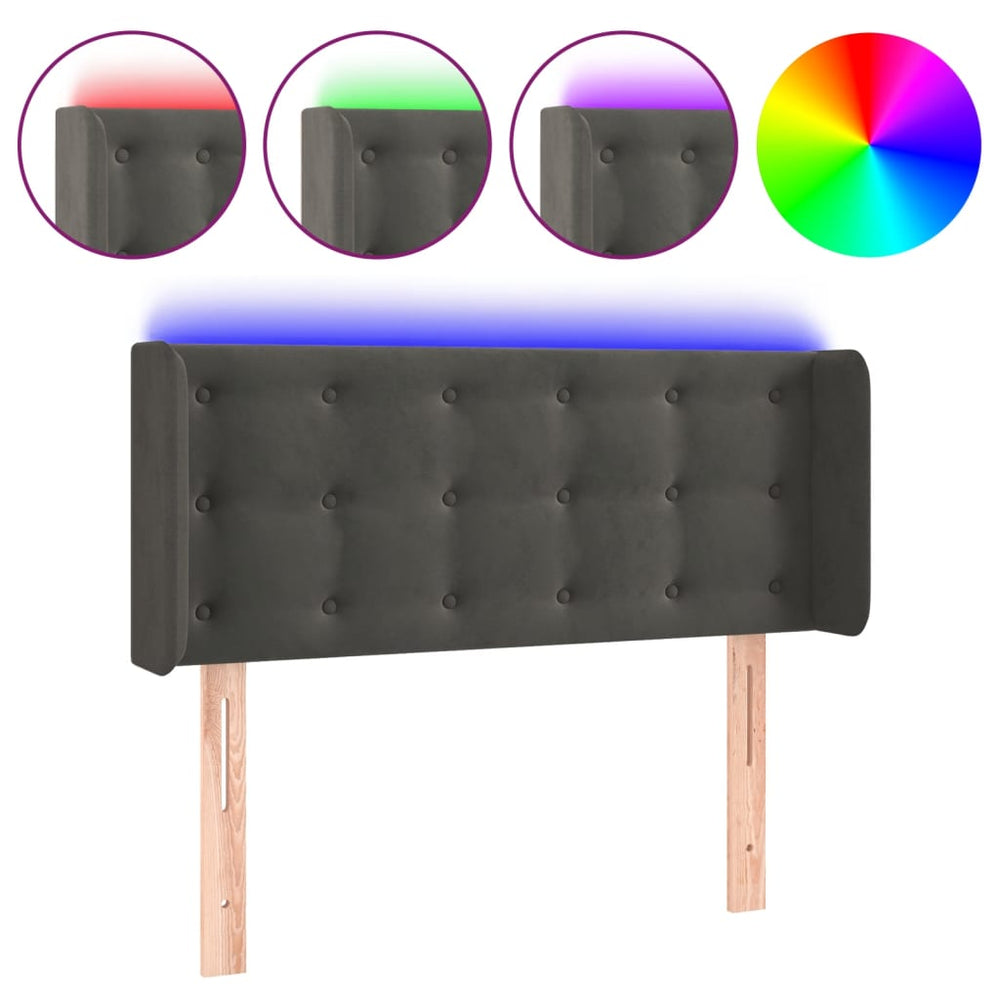 vidaXL Tête de lit à LED gris foncé 103x16x78/88 cm Velours