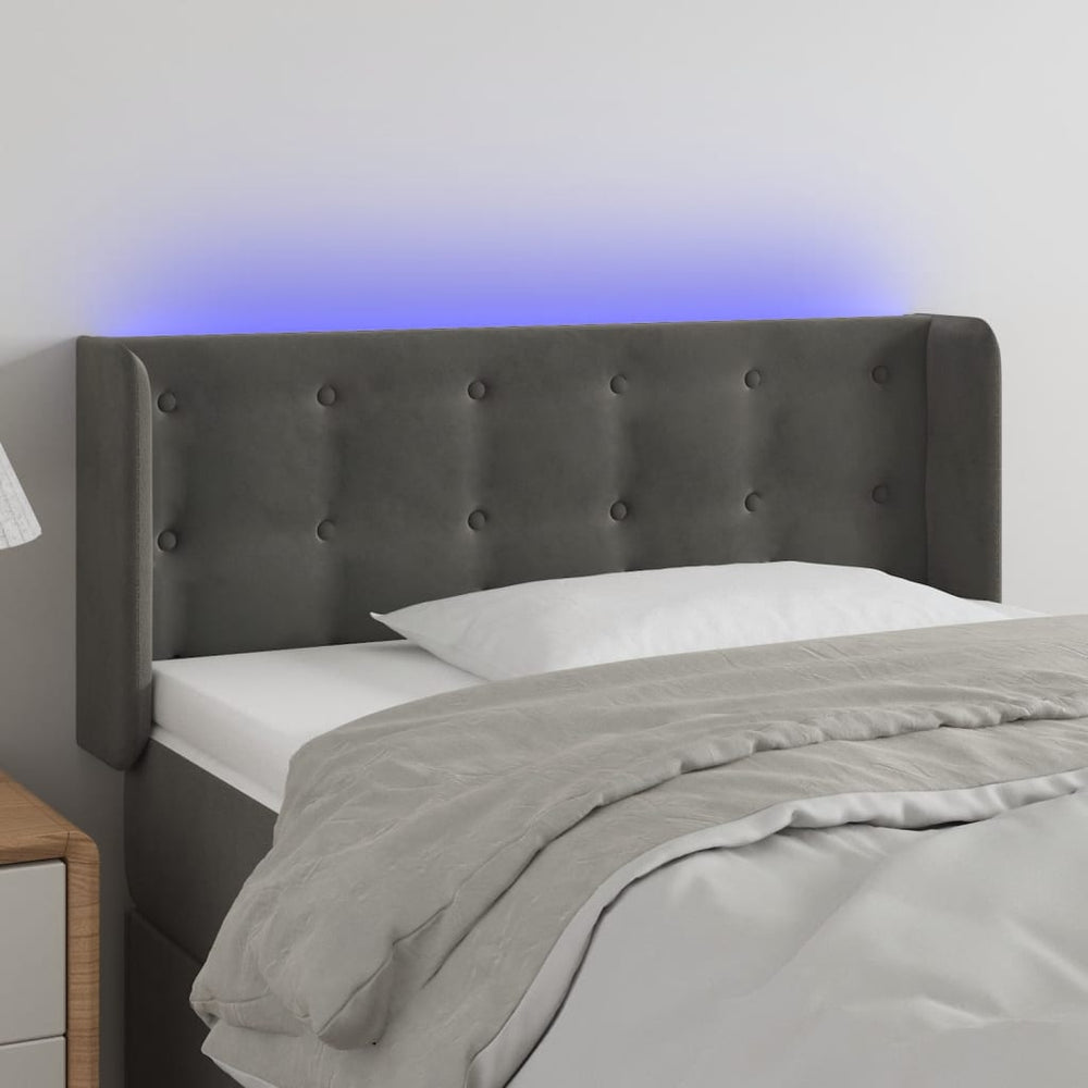 vidaXL Tête de lit à LED gris foncé 103x16x78/88 cm Velours