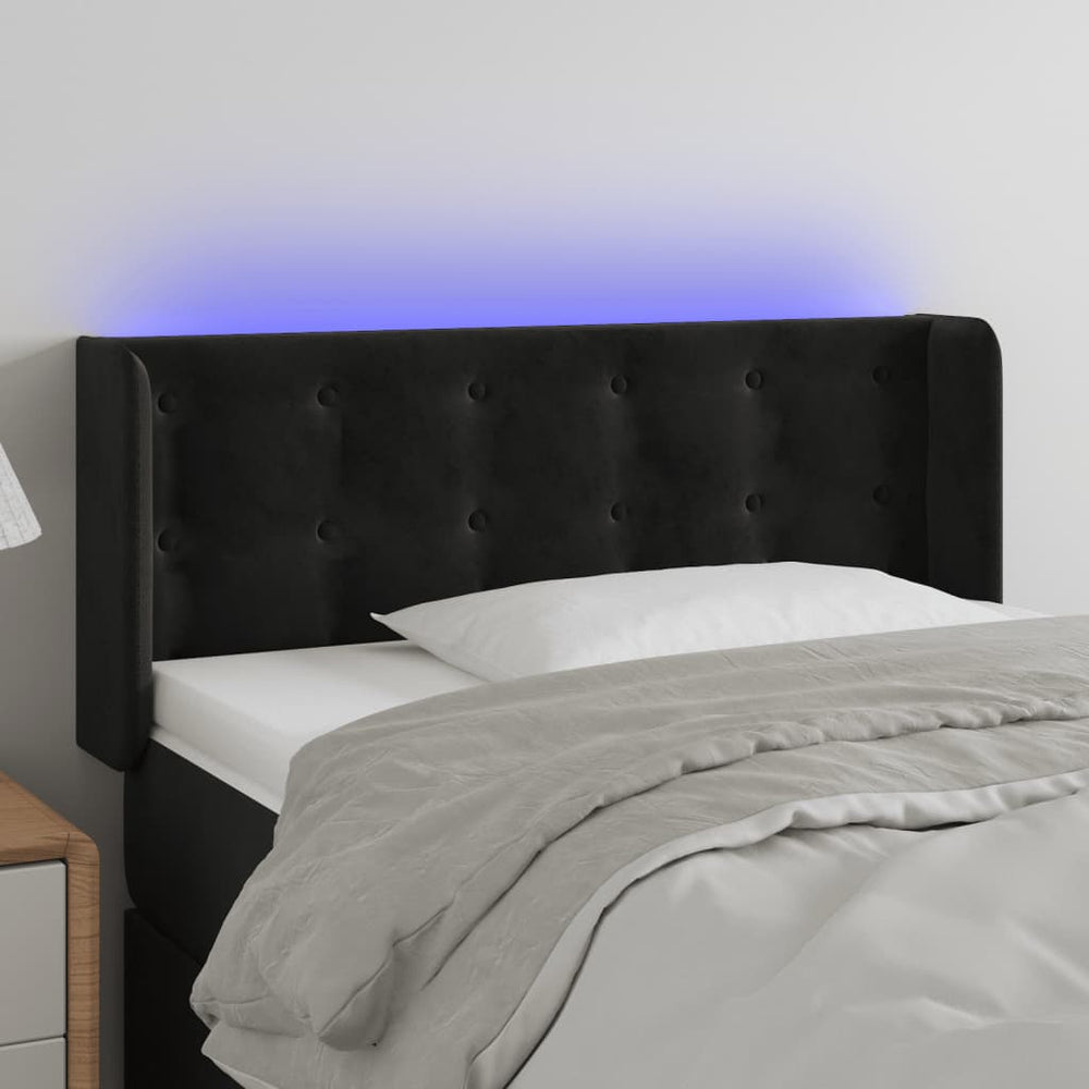 vidaXL Tête de lit à LED Velours Noir 103x16x78/88 cm