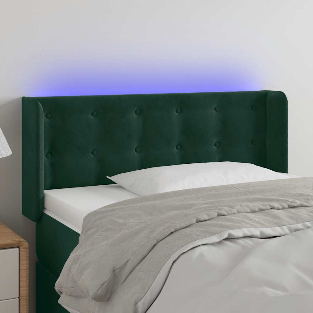 vidaXL Tête de lit à LED Vert foncé 103x16x78/88 cm Velours