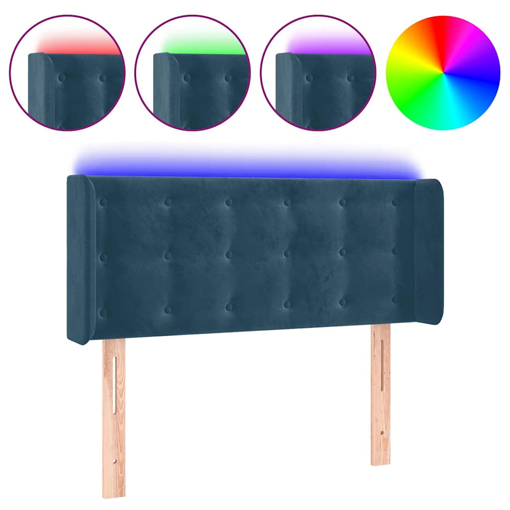 vidaXL Tête de lit à LED Bleu foncé 103x16x78/88 cm Velours