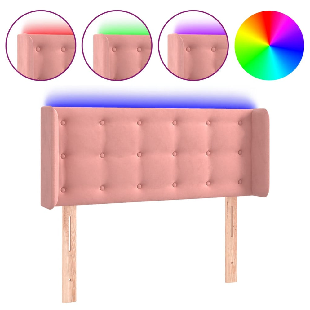 vidaXL Tête de lit à LED Rose 103x16x78/88 cm Velours