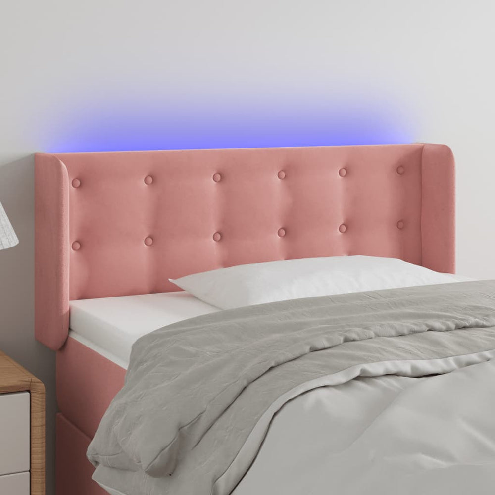 vidaXL Tête de lit à LED Rose 103x16x78/88 cm Velours
