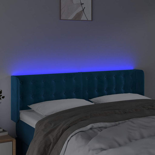 LED Kopfteil Dunkelblau 147x16x78/88 cm Samt