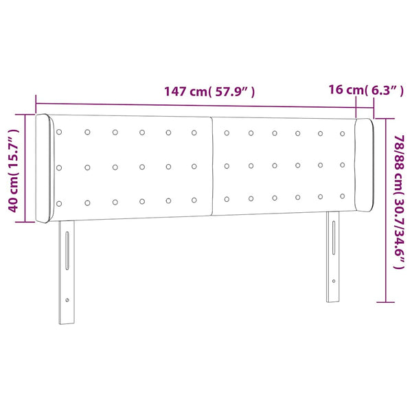 LED Kopfteil Dunkelblau 147x16x78/88 cm Samt