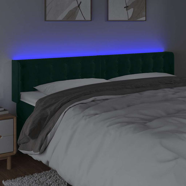 LED Kopfteil Dunkelgrün 163x16x78/88 cm Samt