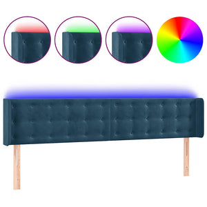 LED Kopfteil Dunkelblau 163x16x78/88 cm Samt