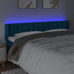 LED Kopfteil Dunkelblau 163x16x78/88 cm Samt