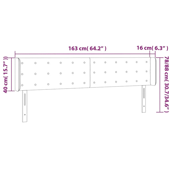 LED Kopfteil Dunkelblau 163x16x78/88 cm Samt