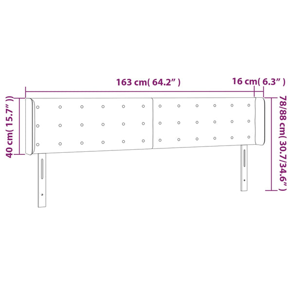 LED Kopfteil Rosa 163x16x78/88 cm Samt