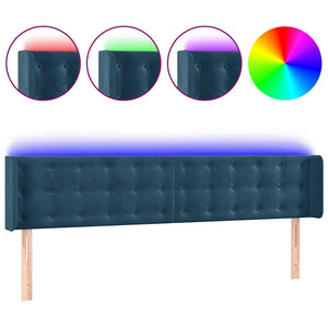 LED Kopfteil Dunkelblau 183x16x78/88 cm Samt