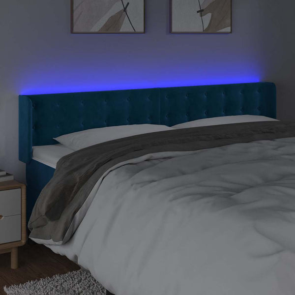 LED Kopfteil Dunkelblau 183x16x78/88 cm Samt