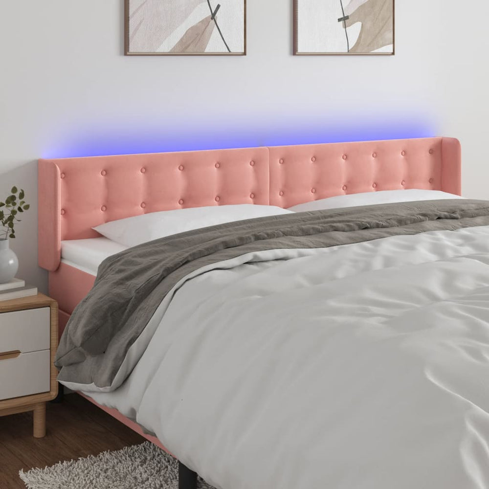 vidaXL Tête de lit à LED rose 183x16x78/88 cm Velours