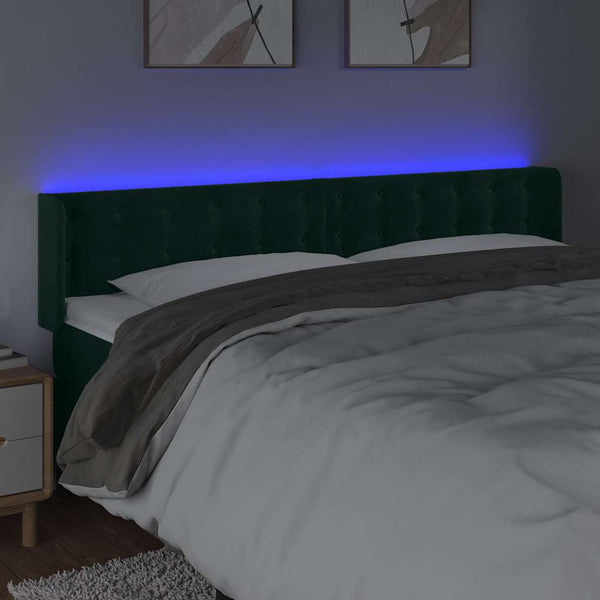 LED Kopfteil Dunkelgrün 203x16x78/88 cm Samt