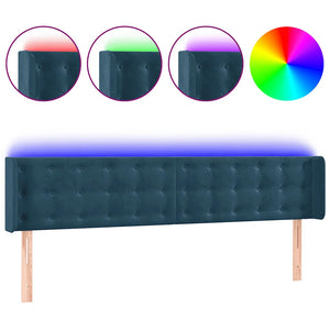 LED Kopfteil Dunkelblau 203x16x78/88 cm Samt