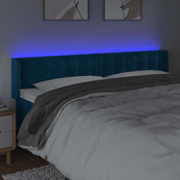 LED Kopfteil Dunkelblau 203x16x78/88 cm Samt