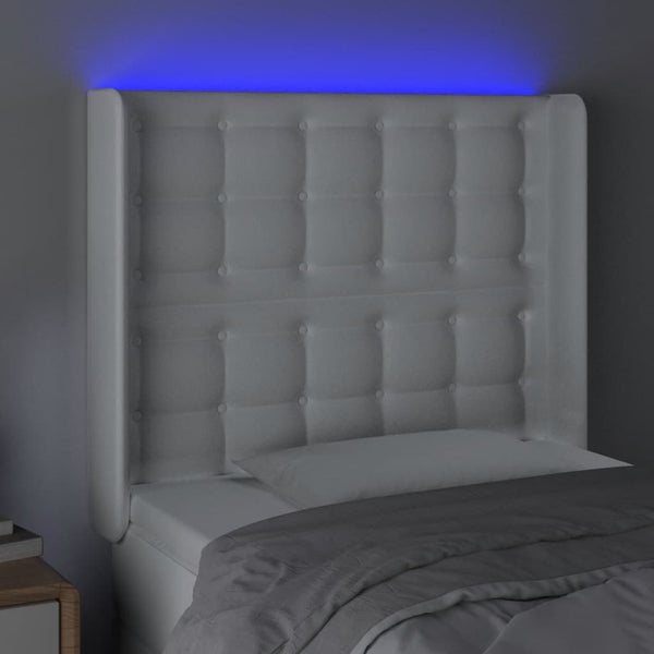LED Kopfteil Weiß 83x16x118/128 cm Kunstleder