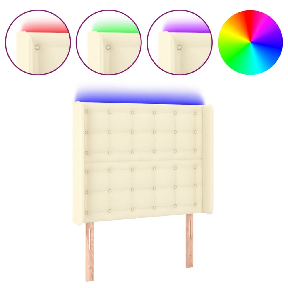 LED Kopfteil Creme 83x16x118/128 cm Kunstleder