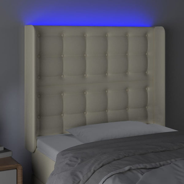 LED Kopfteil Creme 83x16x118/128 cm Kunstleder