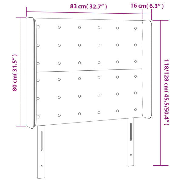 LED Kopfteil Creme 83x16x118/128 cm Kunstleder