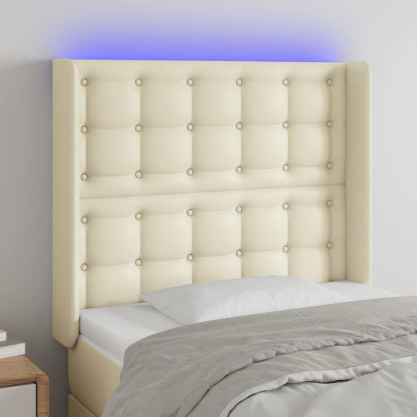 LED Kopfteil Creme 83x16x118/128 cm Kunstleder