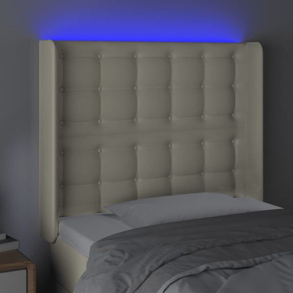 LED Kopfteil Creme 93x16x118/128 cm Kunstleder