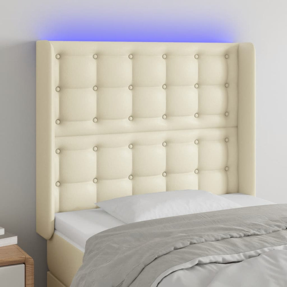 LED Kopfteil Creme 93x16x118/128 cm Kunstleder