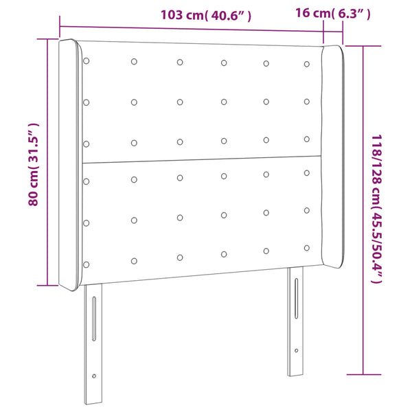 LED Kopfteil Schwarz 103x16x118/128 cm Kunstleder