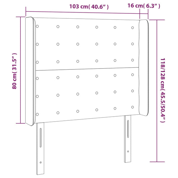 LED Kopfteil Creme 103x16x118/128 cm Kunstleder