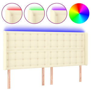 LED Kopfteil Creme 147x16x118/128 cm Kunstleder