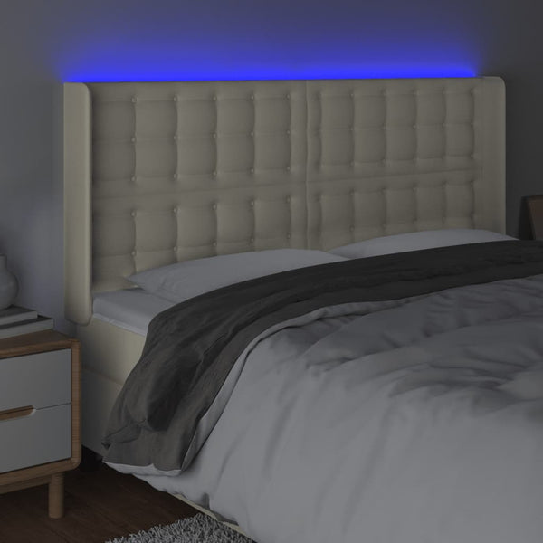 LED Kopfteil Creme 147x16x118/128 cm Kunstleder