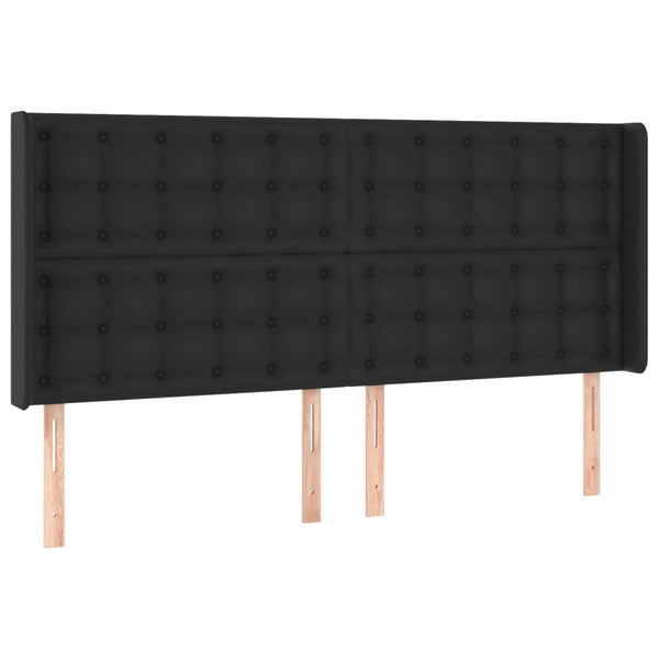 LED Kopfteil Schwarz 163x16x118/128 cm Kunstleder
