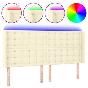 LED Kopfteil Creme 163x16x118/128 cm Kunstleder