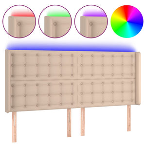 LED Kopfteil Cappuccino-Braun 163x16x118/128cm Kunstleder