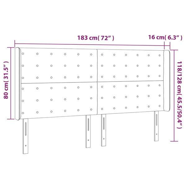 LED Kopfteil Creme 183x16x118/128 cm Kunstleder
