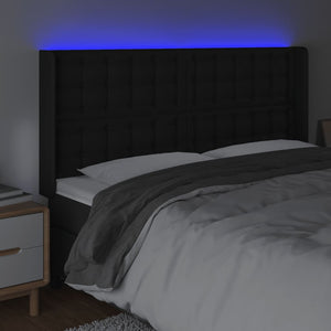 LED Kopfteil Schwarz 203x16x118/128 cm Kunstleder