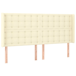 LED Kopfteil Creme 203x16x118/128 cm Kunstleder