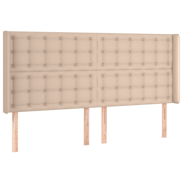 LED Kopfteil Cappuccino-Braun 203x16x118/128cm Kunstleder