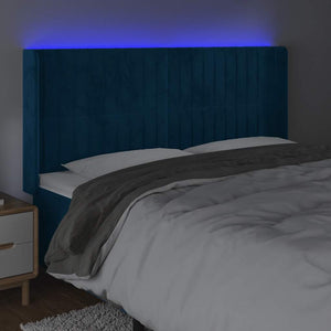 LED Kopfteil Dunkelblau 163x16x118/128 cm Samt