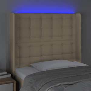 LED Kopfteil Creme 83x16x118/128 cm Stoff