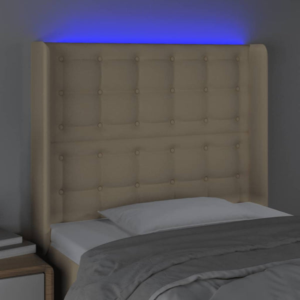 LED Kopfteil Creme 83x16x118/128 cm Stoff