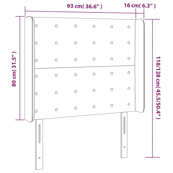LED Kopfteil Dunkelgrau 93x16x118/128 cm Stoff