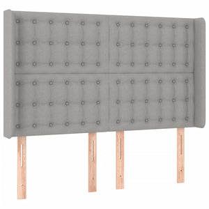 LED Kopfteil Hellgrau 147x16x118/128 cm Stoff