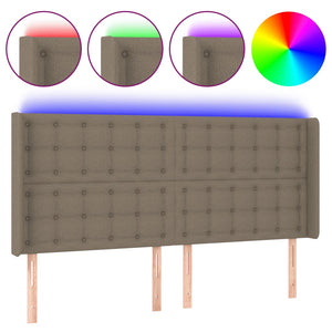 LED Kopfteil Taupe 163x16x118/128 cm Stoff