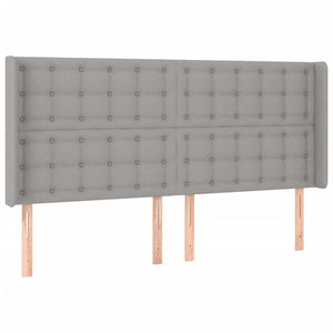 LED Kopfteil Hellgrau 203x16x118/128 cm Stoff